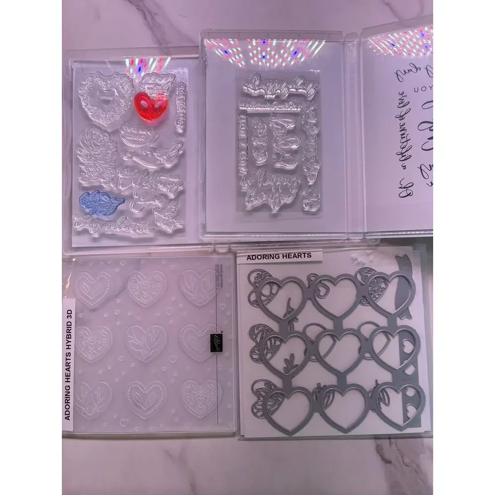 Stampin Up Adoring Hearts Hybrid 3D Folder Dies Linked Together Lot